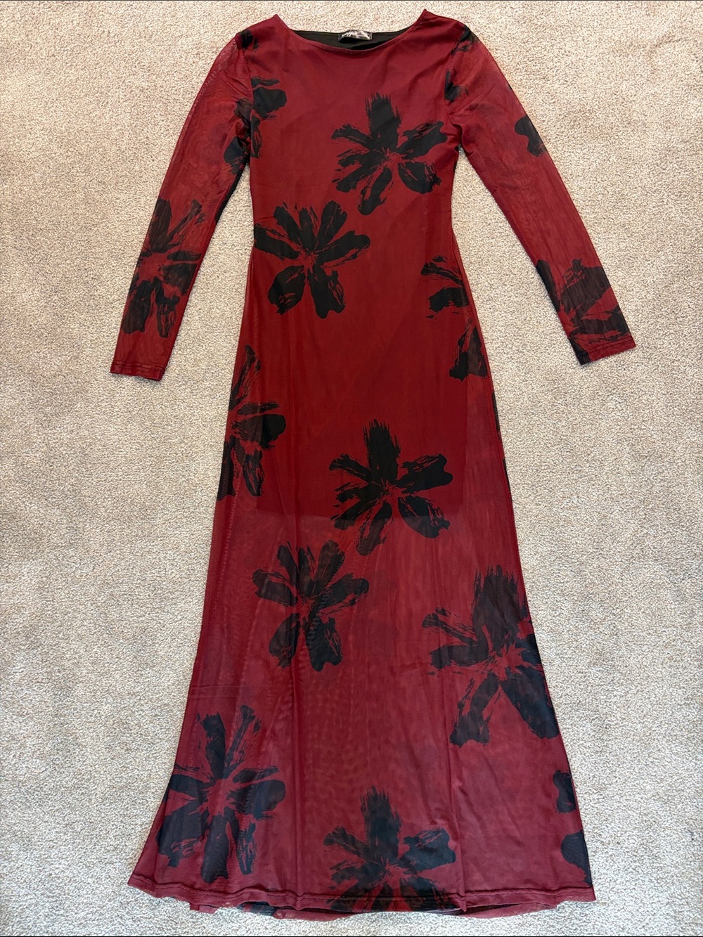 Aveloria Modichic brush stroke and floral print mesh bodycon dress